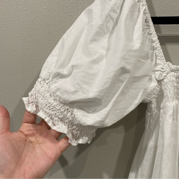 Urban Outfitters Square Neck Off Shoulder Puff Sleeve Dress White X-Small - Picture 6 of 7